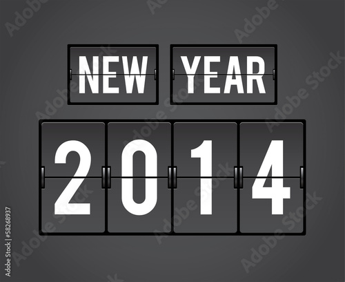 Retro New Year 2014 analog countdown counter