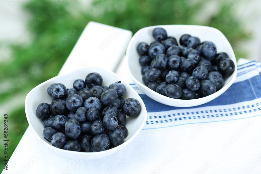 Blueberries in plates