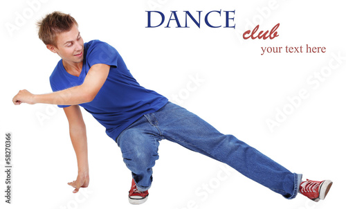 Handsome young man dancing ...