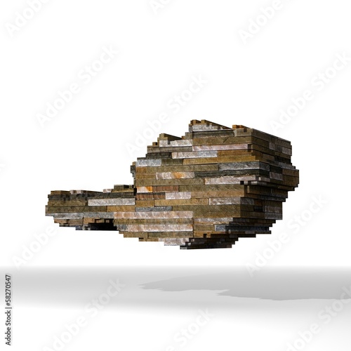 3d graphic of a strong Austria sign  built out of stones