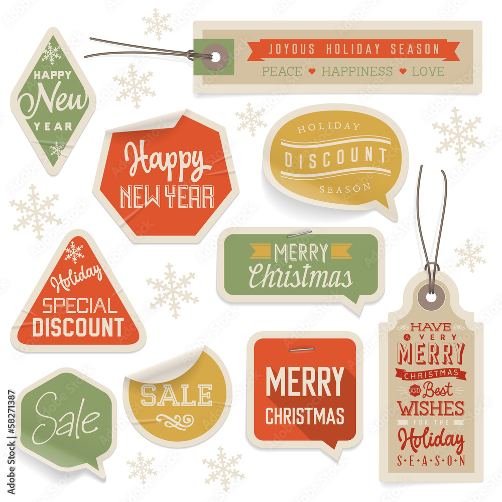 Stickers and Labels for Christmas and New Year