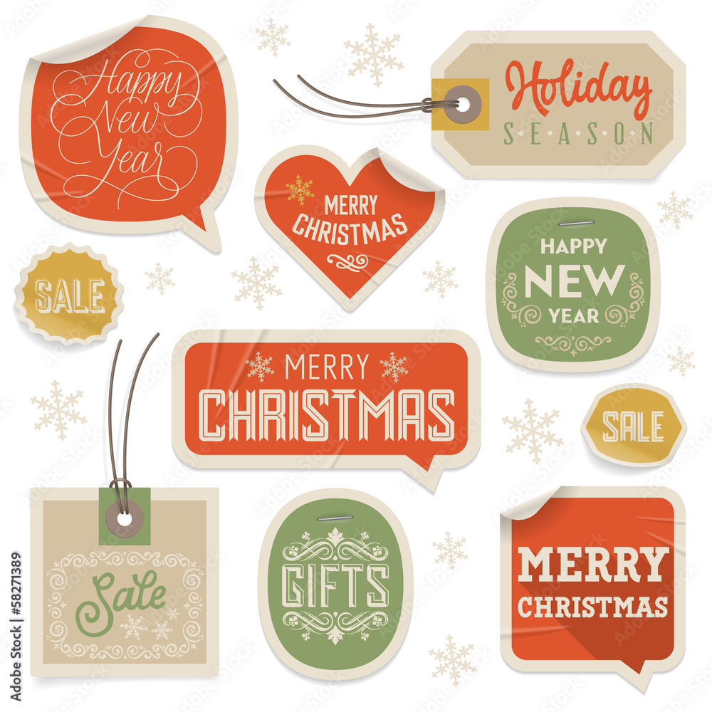 Stickers and Labels for Christmas and New Year Stickers and Labels for Christmas and New Year