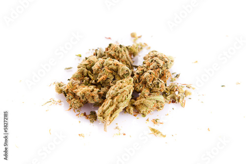 Marijuana cannabis on white background