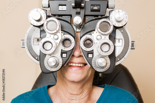 Happy Woman Having An Eye Test