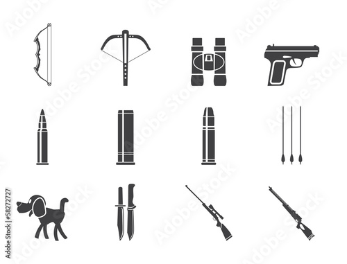 Silhouette Hunting and arms Icons - Vector Icon Set
