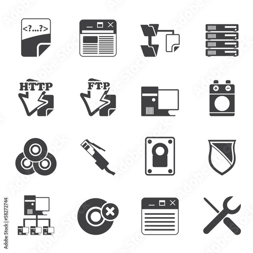 Silhouette Server Side Computer icons - Vector Icon Set