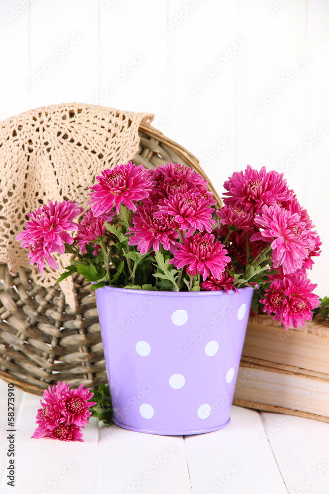 Obraz Bouquet of pink chrysanthemum in bucket