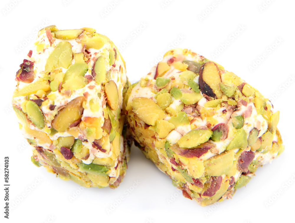 Tasty oriental sweets (Turkish delight), isolated on white Tasty oriental sweets (Turkish delight), isolated on white