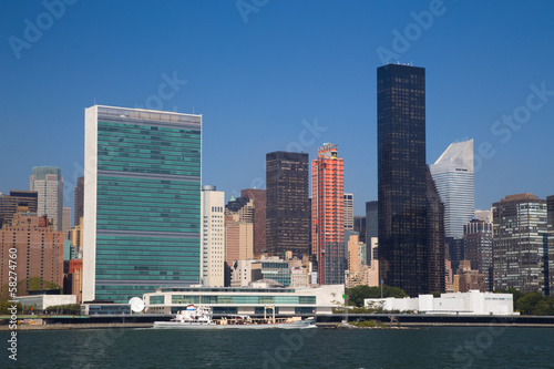 New York City skyline with United Nations visible