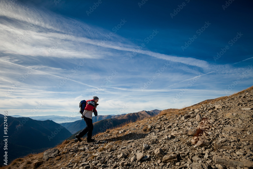 Young tourist in beautiful Tatry mountains
