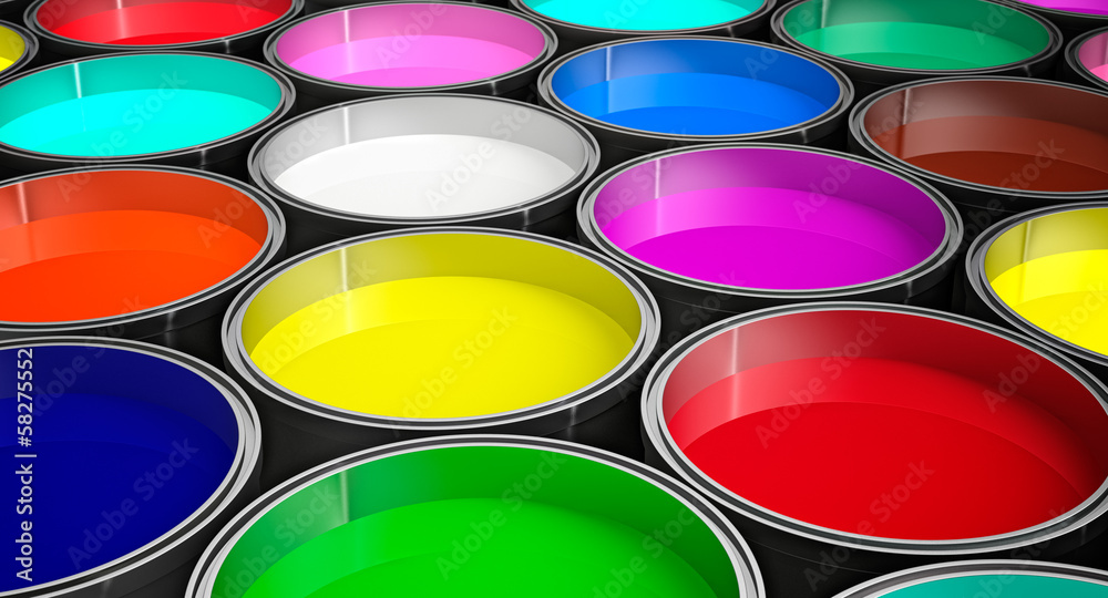 Paint buckets - with colored paint Paint buckets - with colored paint