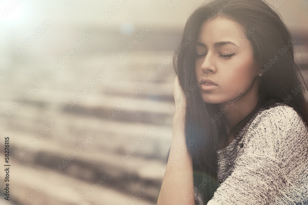 Young beautiful girl face portrait - eyes closed Young beautiful girl face portrait - eyes closed