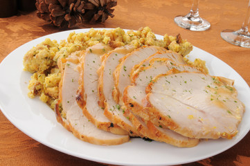 Sliced turkey and dressing