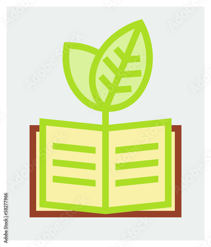 Young plant and book vector illustration