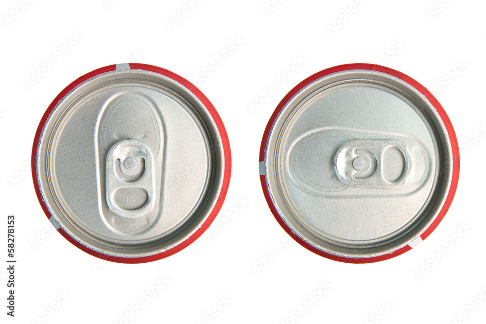 aluminum cola can on white background, view from the top aluminum cola can on white background, view from the top