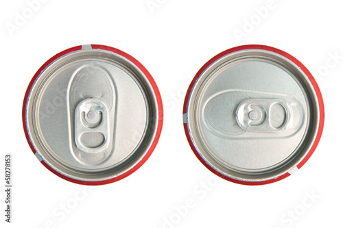  aluminum cola can on white background, view from the top