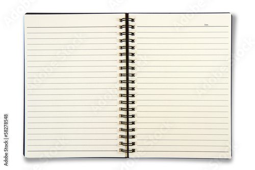 Blank Notebook isolated on the white background.