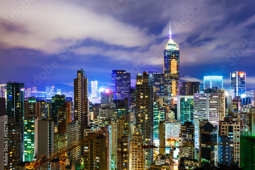 Cityscape in Hong Kong at night © leungchopan