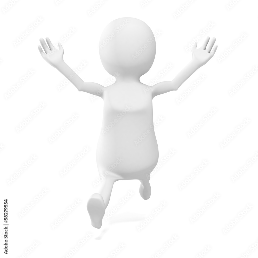 happy white 3d cartoon man running forward happy white 3d cartoon man running forward