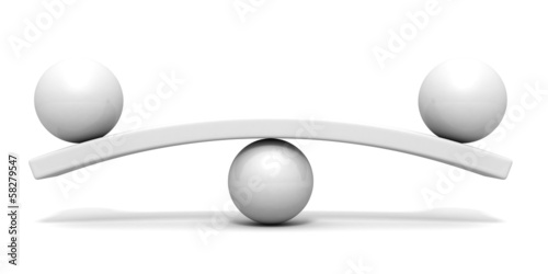 Two white spheres scale balance concept