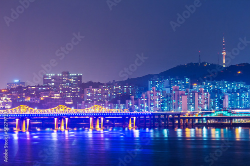 Seoul cityscape in South Korea © leungchopan