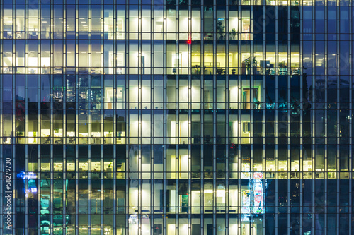 Modern office building at night