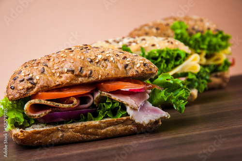 Tasty natural lunch with sandwich