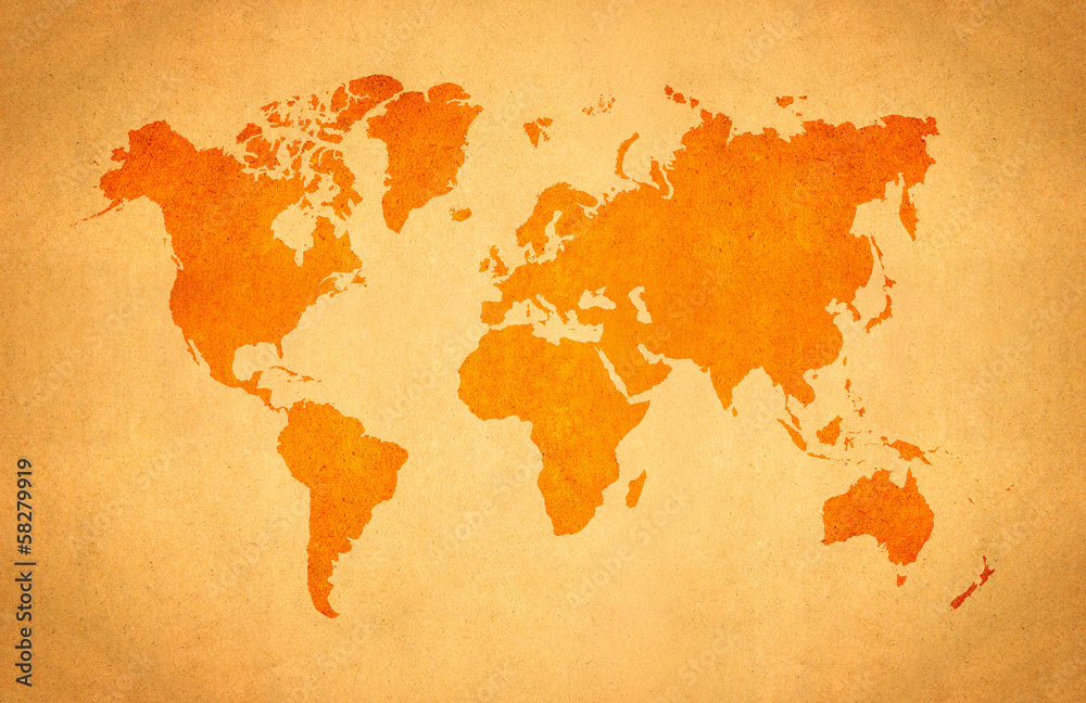 World Map, World background on grunge paper