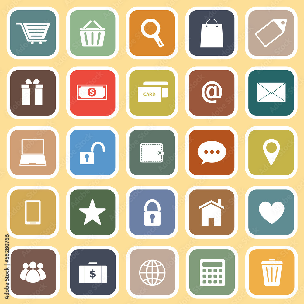 Ecommerce flat icons on yellow background Ecommerce flat icons on yellow background