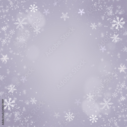 Christmas snowflakes background. Holiday Violet Card