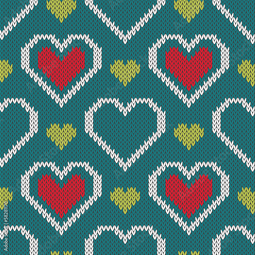 Seamless knitted sweater pattern with hearts