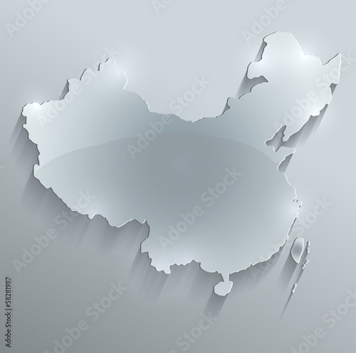 China map glass card paper 3D