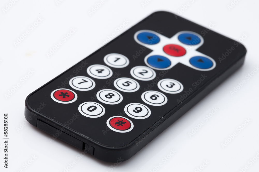 remote control black on white background remote control black on white background