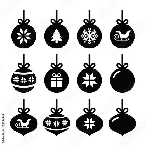 Christmas ball, christmas bauble vector icons set
