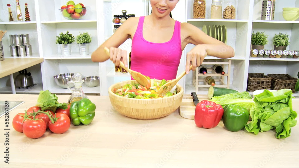 Ethnic Female Kitchen Fresh Market Salad Vegetables Ethnic Female Kitchen Fresh Market Salad Vegetables