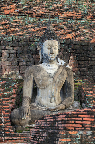 Ancient buddha statue. Sukhothai Historical Park  Sukhothai Prov