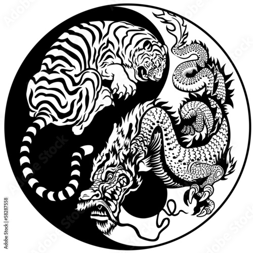 dragon and tiger yin yang symbol