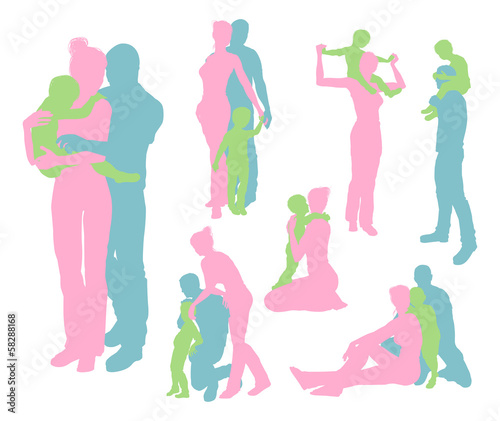 Happy family detailed silhouettes