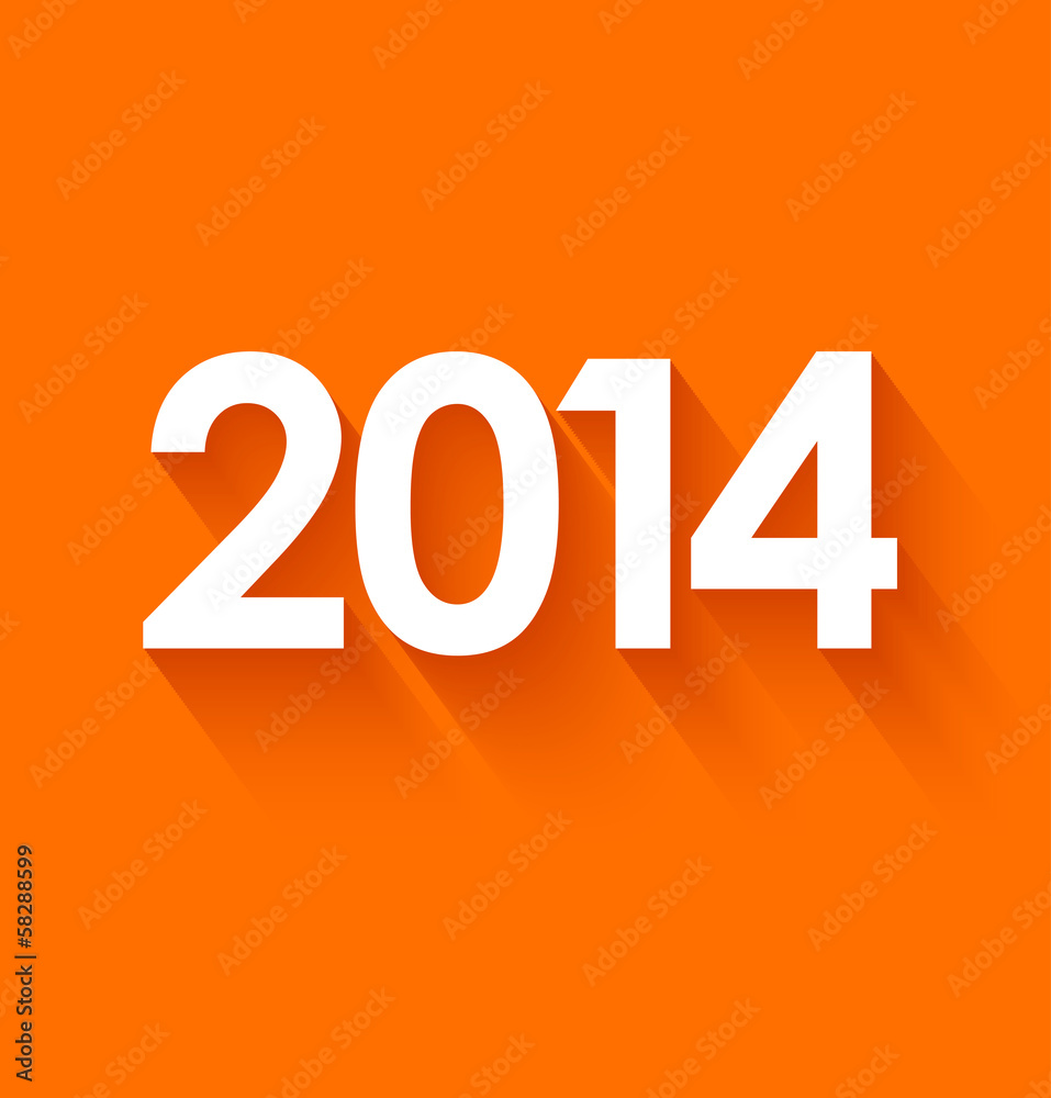 New year 2014 on orange background New year 2014 on orange background