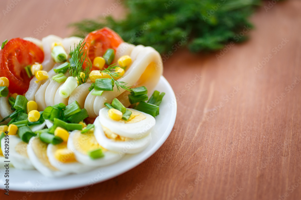 egg salad and squid egg salad and squid