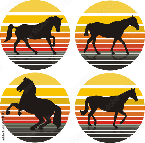 horses silhouettes on the background
