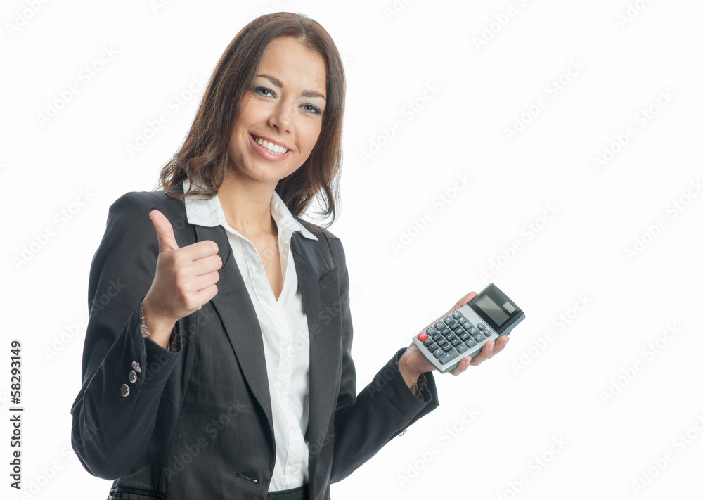 Geschäftsfrau mit Taschenrechner