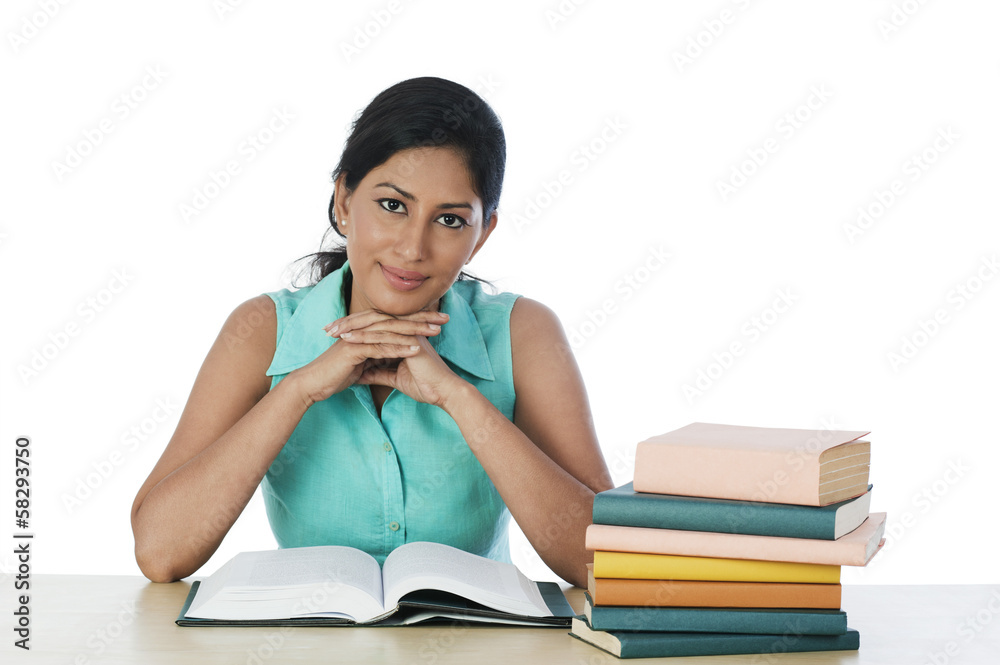 Woman reading books Woman reading books