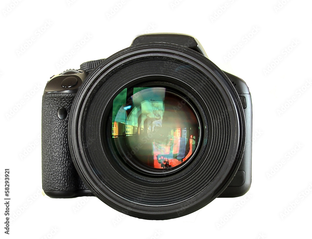 black digital camera isolated