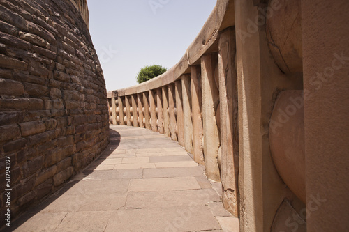 Architectural detail of the ancient stupa at Sanchi, Madhya Pradesh, India