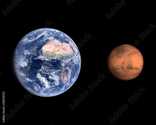 Planets Earth and Mars