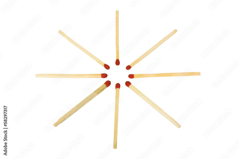 Close-up of matchsticks in a circle Close-up of matchsticks in a circle