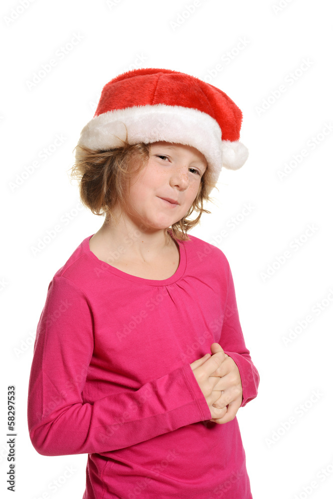 cute girl with santa hat cute girl with santa hat