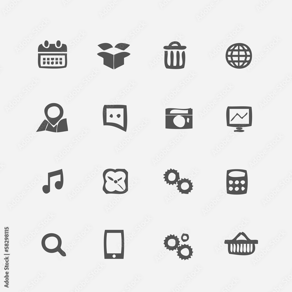 Different application icons set. Crumpled style