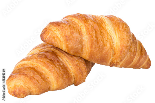 fresh and tasty croissant over white background